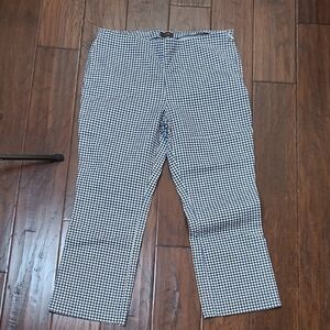 Crosby. Black, White & Blue Checkered Prince Crop Flare Pants size 10